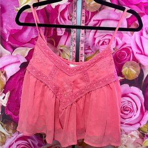 Coco+Jaimeson Pink Lace Trim Cami Top